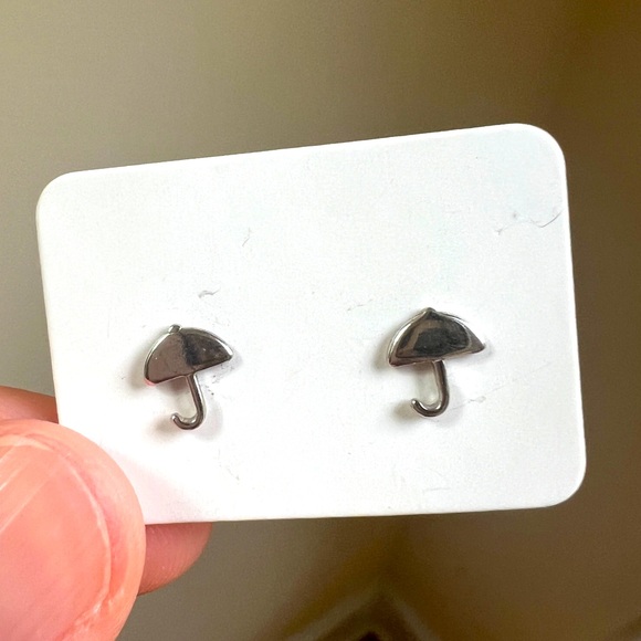 Sterling Silver Mini Umbrella Stud Earring - Picture 4 of 4